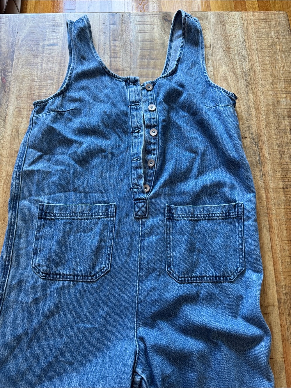 Sincerely Jules Denim lyocell blend Button-Front womens blue Jeans Overalls NEW - Picture 2 of 8